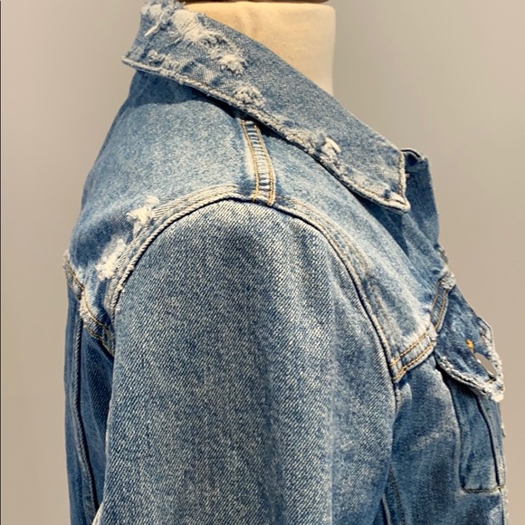 Zara by TRF Distressed Women’s Jean Jacket - Picture 4 of 7